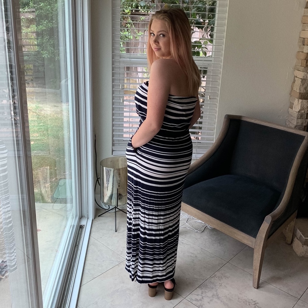 SOLD J. Crew Amie Striped Strapless Maxi Dress XS - Picture 6 of 7